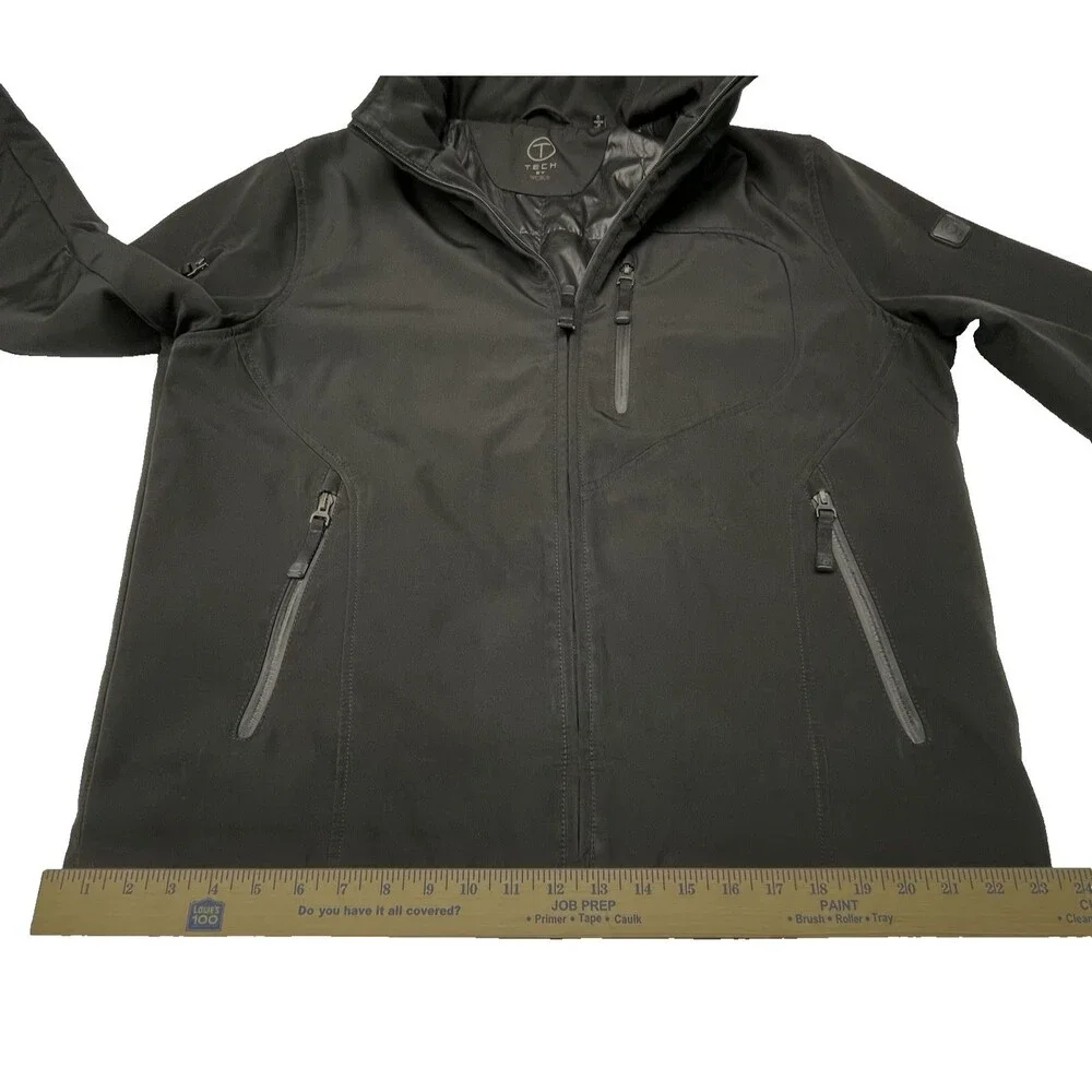 Tumi  T-Tech Black Jacket Hidden Hood Full Zip Pockets Men's Size Large